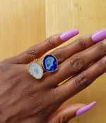 Blue and White 'Duo' Gemstone Gold Ring