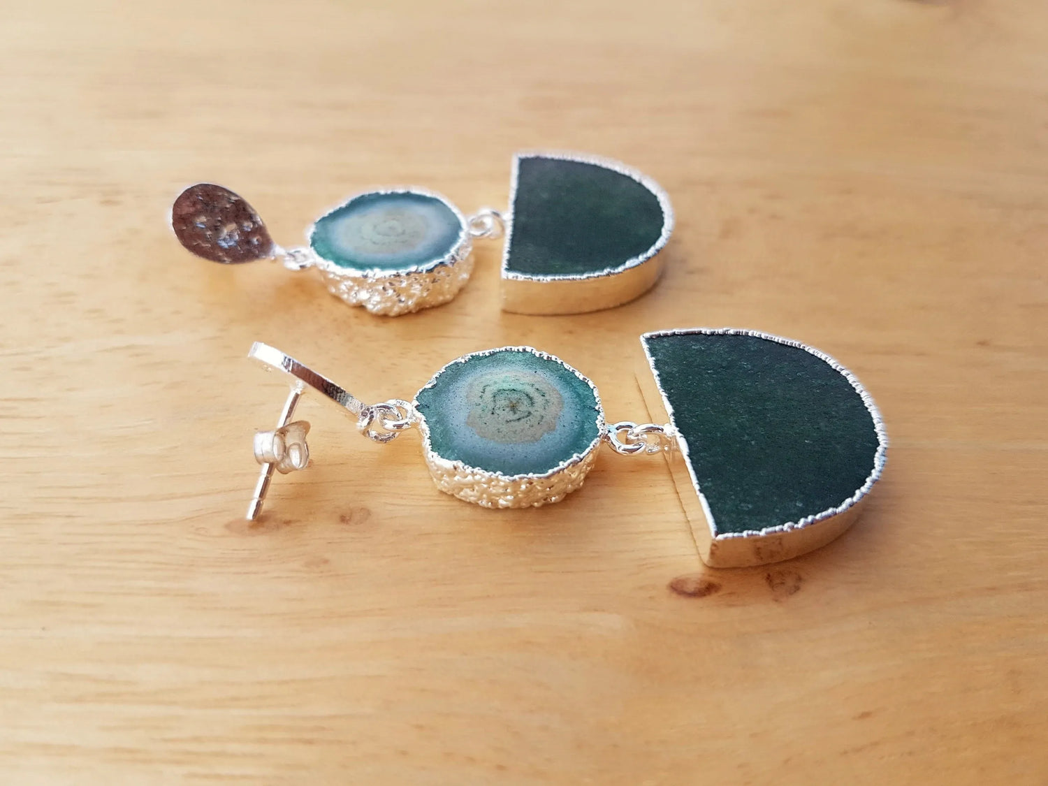 SAMPLE SALE - YYL LUXE Green Aventurine Solar Quartz Sterling Silver Earrings
