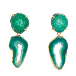YAA YAA LONDON Green Solar Quartz Agate 'Summer Love' Earrings