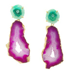 YAA YAA LONDON Green Purple Solar Quartz Agate 'Summer Love' Earrings