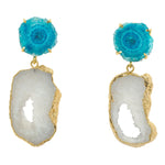 Sky Blue Solar Quartz White Agate 'Summer Love' Earrings