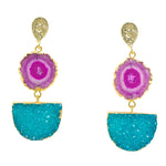 YAA YAA LONDON Violet Turquoise Gold Earrings