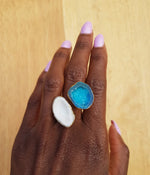 Gemstone Sky Blue White 'Duo' Gold Ring