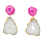 YAA YAA LONDON Pink Solar Quartz White Agate 'Summer Love' Earrings