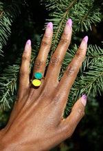 Emerald Green and Sunny Yellow Semi Precious Gold Ring