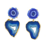 YAA YAA LONDON 'Deep Love' Cobalt Blue Gemstone Gold Statement Earrings