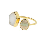 Colour Fusion Adjustable Ring - Fluorite & White Agate