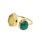 Colour Fusion Adjustable Ring - Green Sillimanite / Yellow Chalcedony