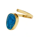 YYL LUXE Electric Blue Crystal Adjustable Gold 'Pinky' Ring