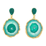Green 'So Solar' Solar Quartz Druzy Gold Earrings