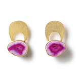 ‘Quietly Confident’ Pink Agate Crystal Gold Earrings