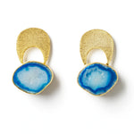 ‘Quietly Confident’ Blue Agate Crystal Gold Earrings