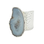 YAA YAA LONDON Silver Mega White Crystal Gemstone Statement Ring
