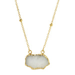 True Love Gemstone Gold Bead Necklace - White Agate