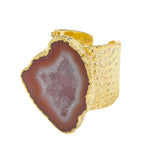 YAA YAA LONDON 'MEGA' Caramel Semi Precious Stone Gold Statement Ring