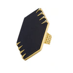 YAA YAA LONDON 'Focus' Matte Black Onyx Gold Statement Ring