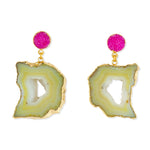 YAA YAA LONDON Yellow Pink Agate 'African Slice' Earrings