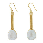 Natural White Geode Drop Gemstone Earrings