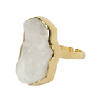 Quiet Luxury Irregular Rainbow Moonstone Adjustable Gold Ring