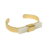 Quiet Luxury Collection White Gemstone Gold Cuff Bracelet