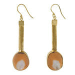Caramel Apricot Geode Drop Gemstone Earrings