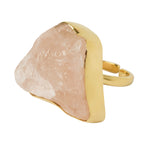 Quiet Luxury Irregular Rose Quartz Adjustable Gold Ring