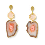 YAA YAA LONDON 'Hold on' Rose Quartz Gemstone Statement Earrings