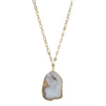 'Chunky And I Like It' long gemstone white grey pendant necklace - PRE-ORDER