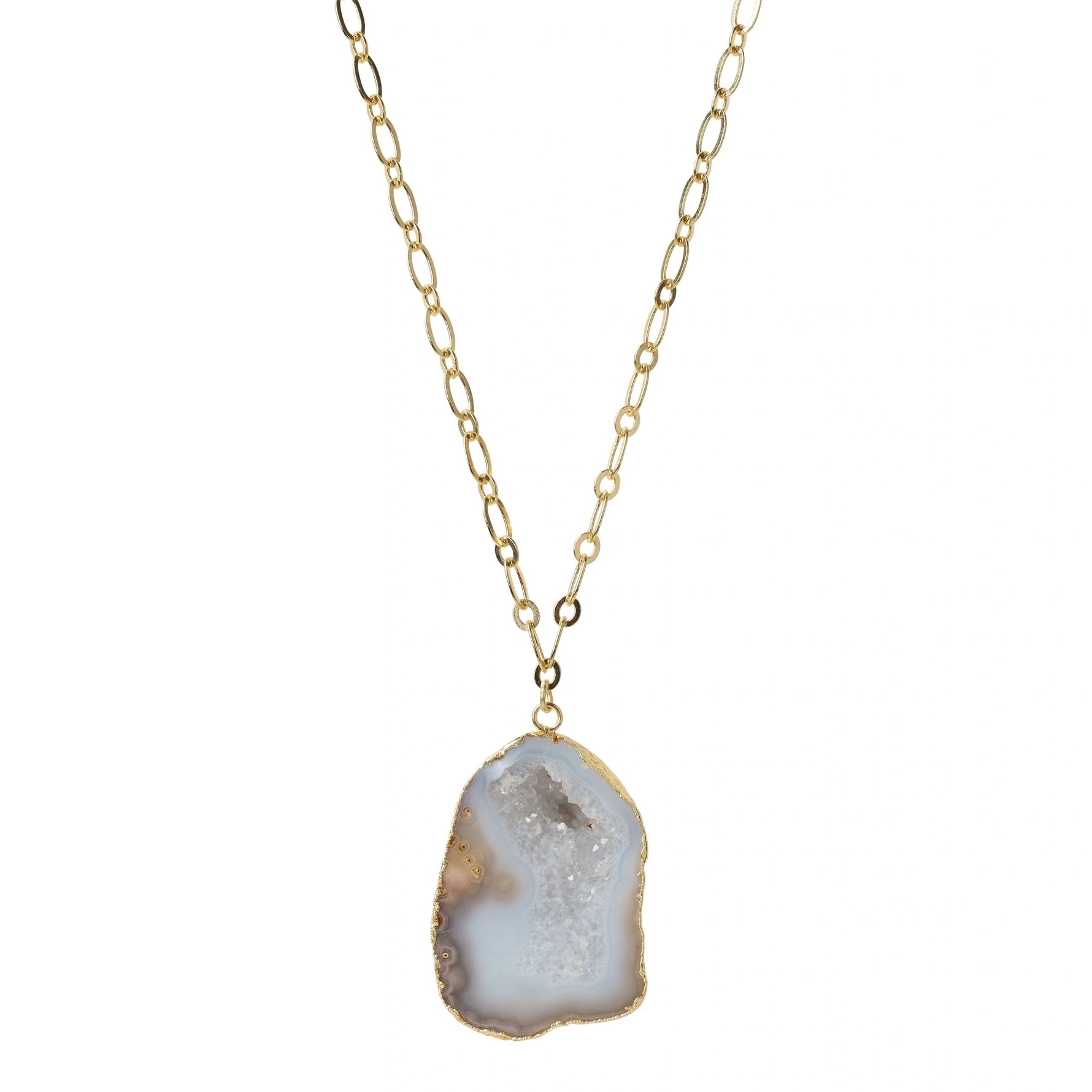 'Chunky And I Like It' long gemstone white grey pendant necklace - PRE-ORDER