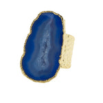 Cobalt Blue 'MEGA' Semi Precious Stone Gold Statement Ring
