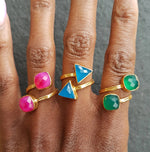 YYL LUXE ‘Ebien’ Gemstone Adjustable Gold Vermeil Rings