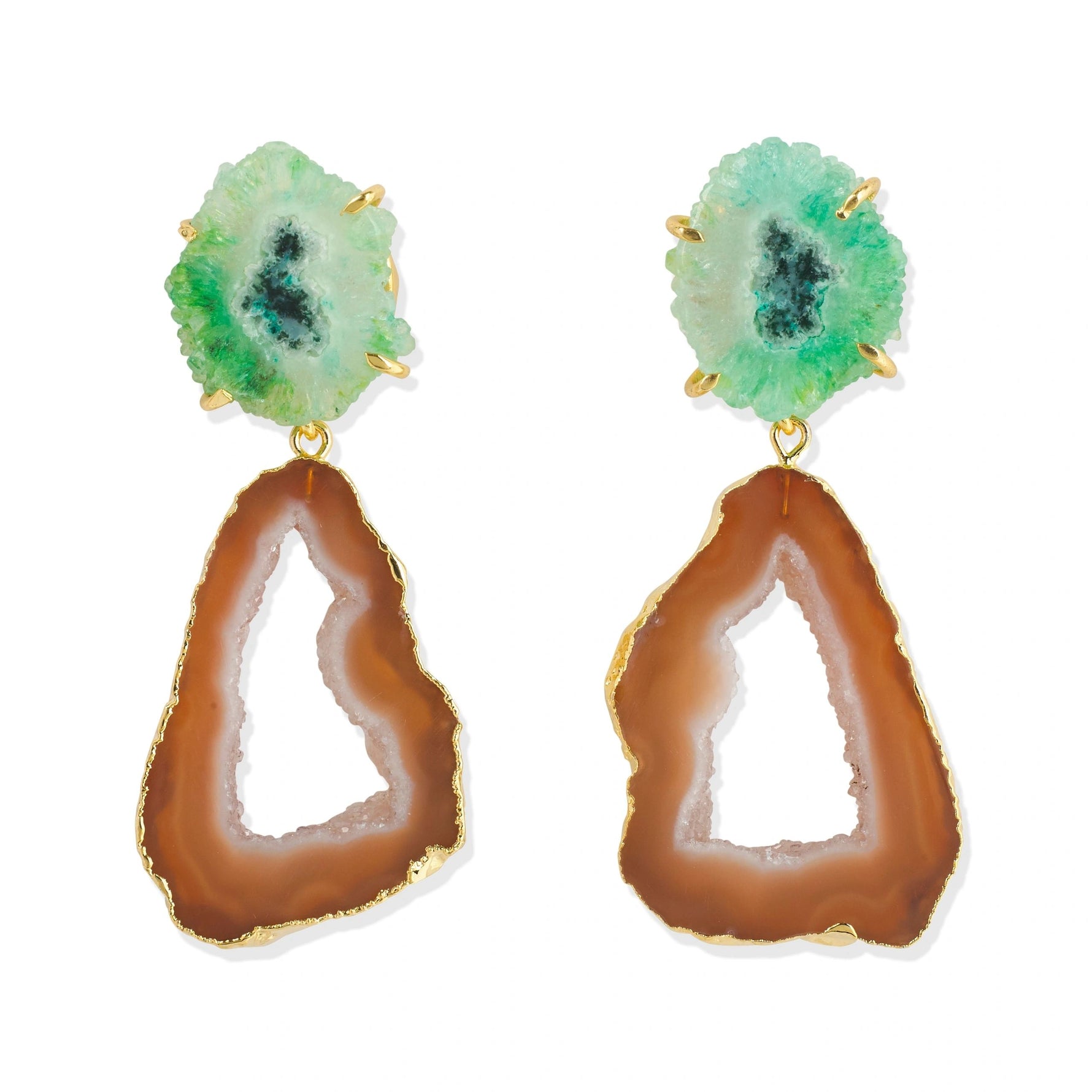 YAA YAA LONDON Caramel Green Gemstone 'Summer Love' Earrings