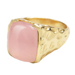 'Happy' Rose Quartz Gemstone Gold Ring