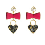 'Molten Heart' Earrings Black Red