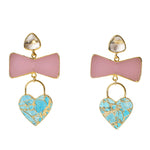 'Molten Heart' Earrings Turquoise Pink