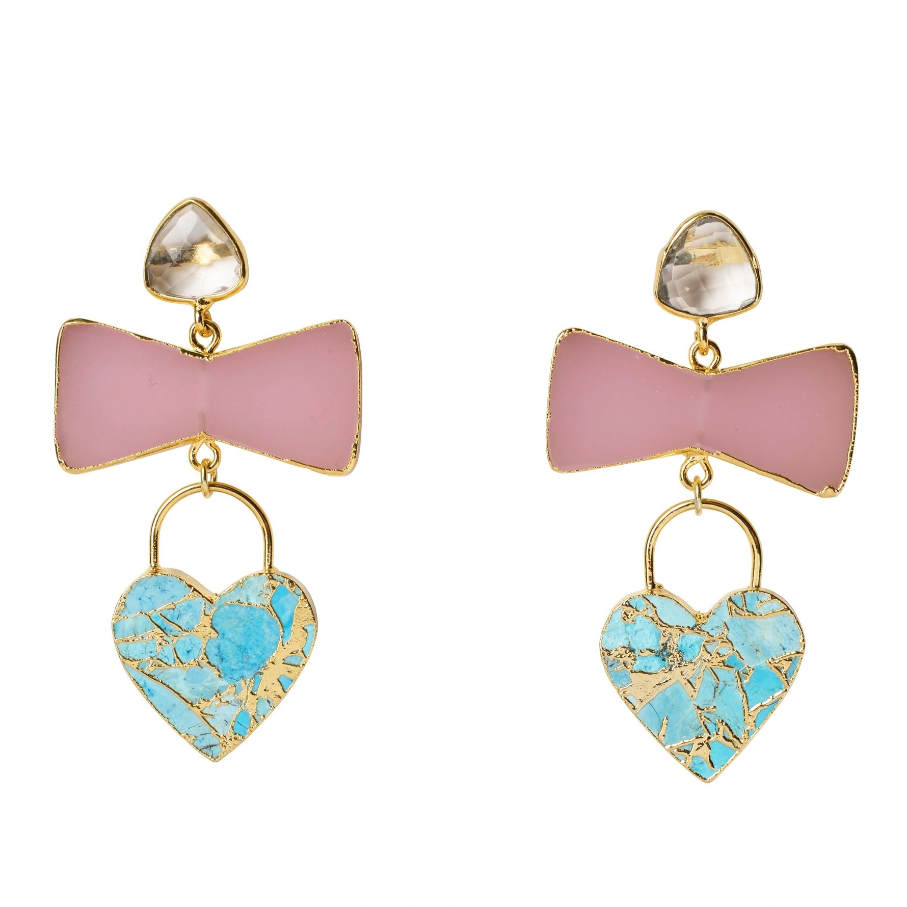 'Molten Heart' Earrings Turquoise Pink