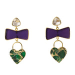 'Molten Heart' Earrings Purple Green
