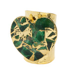 'Molten Heart' Longline Green Stone Gold Ring