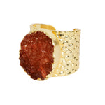 Burnt Orange 'Crystal Crush' Gold Statement Ring