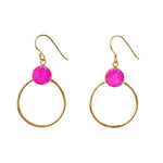 Colour Pop Hot Pink Druzy Gold Hoop Earrings