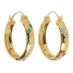 Luxury Rainbow Jewel Gold Hoop Earrings