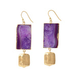 ‘Hold The Baby’ Purple Agate Statement Earrings
