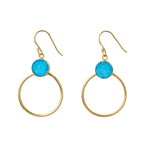 Colour Pop Turquoise Druzy Gold Hoop Earrings