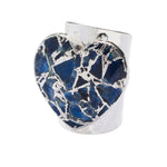 'Molten Heart' Longline Navy Blue Stone Silver Ring