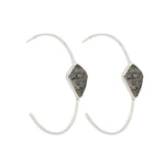 Sterling Silver ‘Kite’ Black Moonstone Hoop Earrings