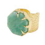 'Hold on' Amazonite Gold Adjustable Statement Ring