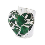 'Molten Heart' Longline Green Stone Silver Ring