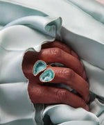 YAA YAA LONDON Double Green Duo Gemstone Gold Ring