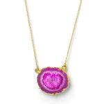 YYL LUXE Magenta 'Solar Power' Gold Vermeil Gemstone Necklace
