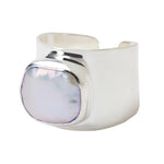 Sterling Silver Irregular Pearl Adjustable Ring